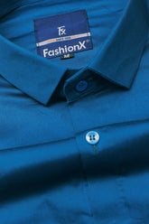 Men Blue Comfort Satin Cotton Casual Shirt